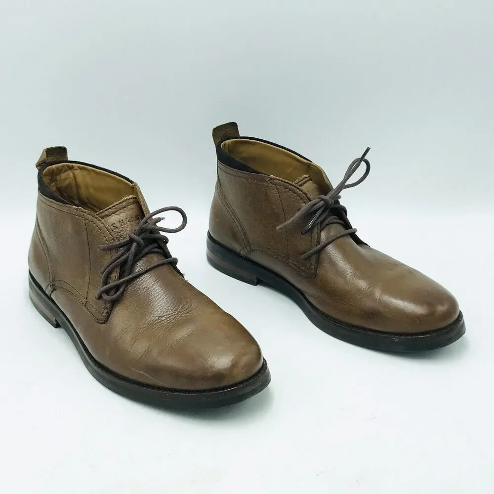 Cole Haan Men's 7.5 M Ogden Stitch Chukka Boots Brown Leather Lace Up C24574